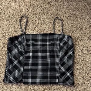 Plaid Black, Gray and White Women's Crop Top